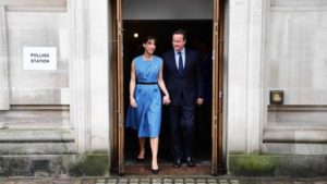 Prime Minister David Cameron cast his vote in London with wife Samantha